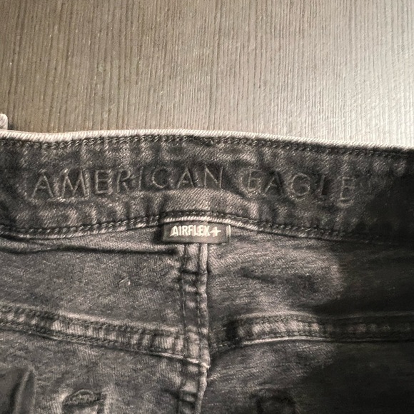 American Eagle Skinny Jeans Airflex 39x30 Men’s Distressed Black Jeans - Picture 6 of 7